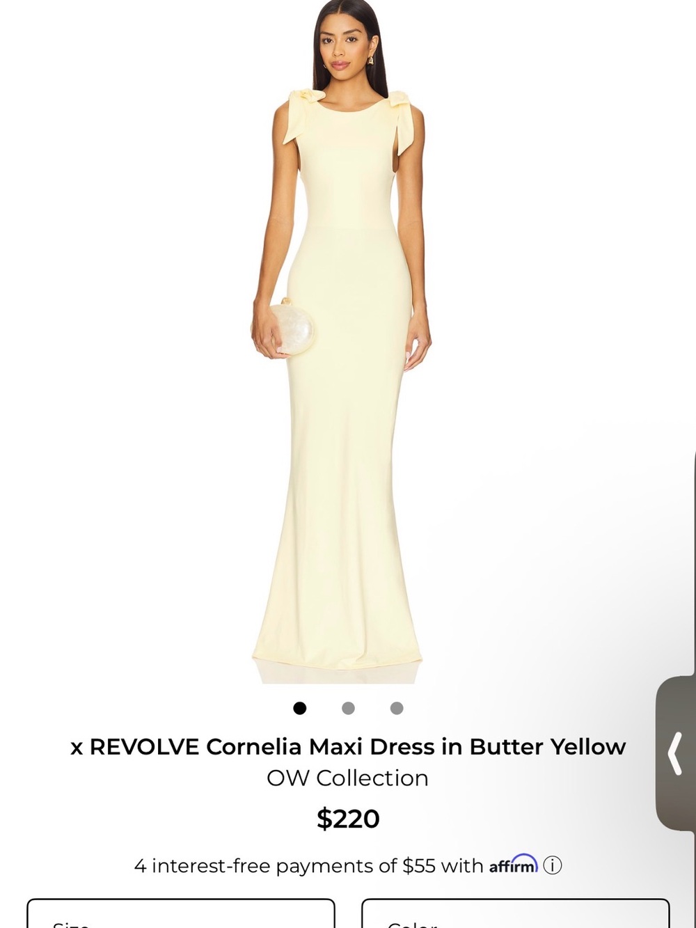 Sleeveless Maxi Dress with Shoulder Bows in Butter Yellow